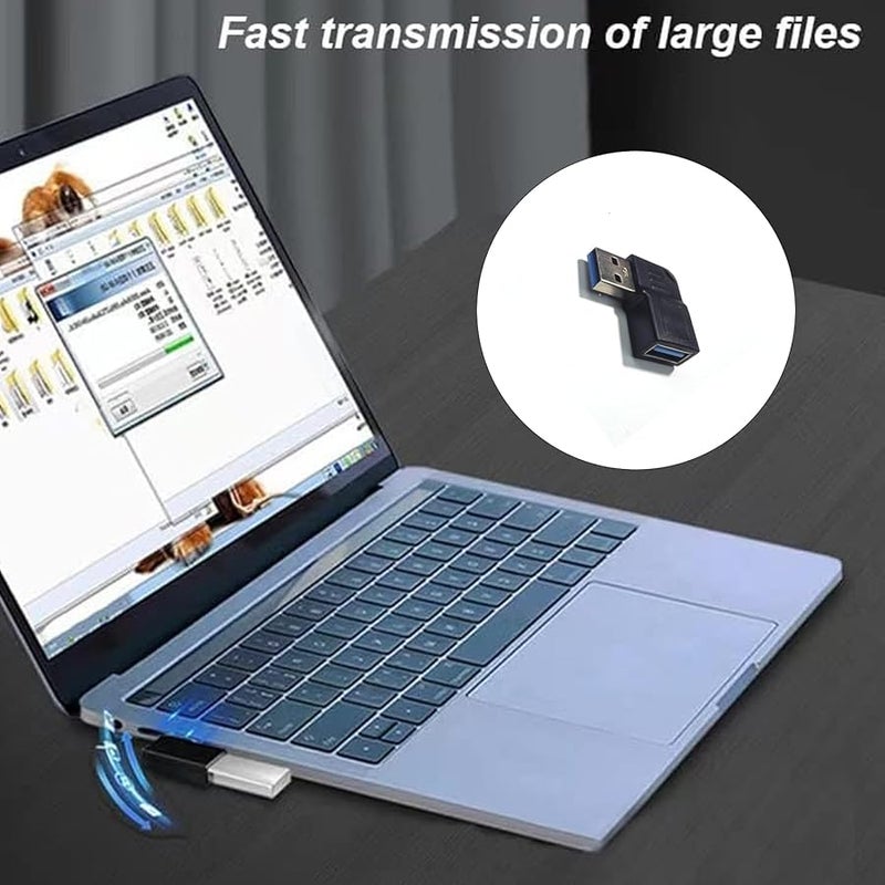 محول USB 3.0 أسود بزاوية قائمة، ذكر إلى أنثى، سرعة نقل بيانات 5 جيجابت في الثانية للكمبيوتر المحمول والهاتف - Image 2